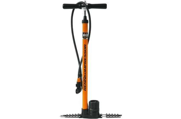 SKS Standpumpe Rennkompressor Stahl Multi Valve mit Manometer orange